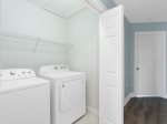 Main laundry closet with full size washer and dryer on 3rd floor